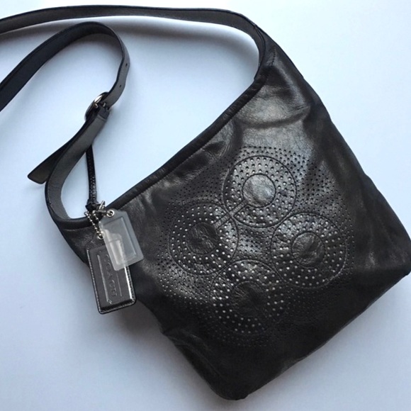 Coach Handbags - Coach Gunmetal Leather Crossbody Style 17023